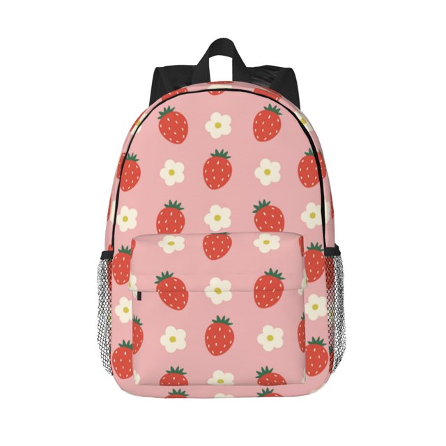 Easygdp Strawberry Mochila Ligera de 15 Pulgadas para Estudiantes, Mochila Cómoda para la Escuela y Viajes, Correas Ajustables