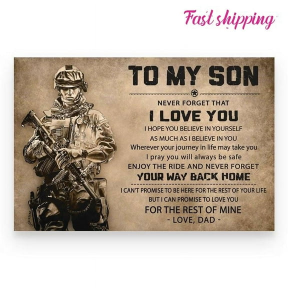 Soldier To My Son Your Way Back Home Poster Wall Art Horizontal 11 x 17 Inch Poster