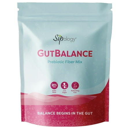 Sipology: GutBalance - Raspberry Lemonade - 12 Stick Pack - Prebiotic Fiber Mix, Powder Drink, Promote Digestive Health, Organic Stevia, Plant Based