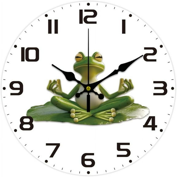 12inch Frog Pattern Wall Clock Battery Operated Silent Non Ticking Round Decorative Clock for Office Home Living Room Bedroom Bathroom Kitchen Decor Frog Colorful