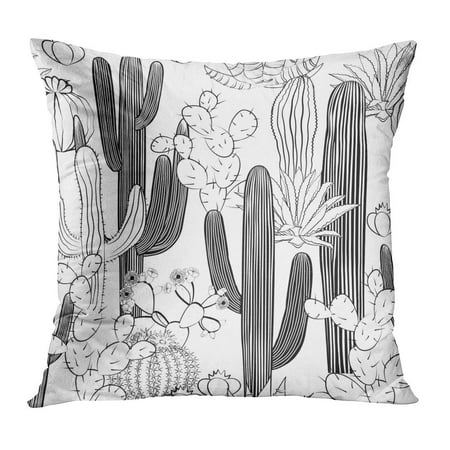 Big Black Pillows ECCOT Abstract Cactus Wild Cacti Forest Agave Beautiful Big Black Cartoon Pillowcase Pillow Cover Cushion Case 16x16 inch ()