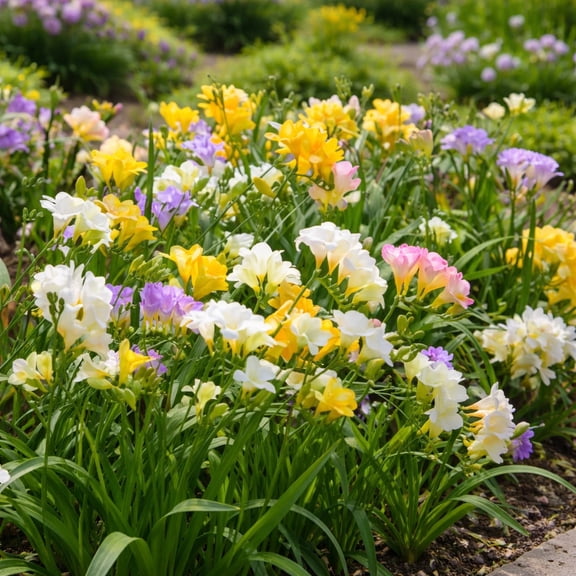 Famously Fragrant Colorful Mixed Freesia Flowers -  30 Bulbs - Red, Yellow, Pink, White Flowers Attracts Butterflies, Bees & Hummingbirds-Spring Garden Perennial