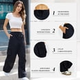 thumbnail image 5 of Pantalones cargo COPYLEAF, pantalones cargo para mujer, cintura baja, negros, 5 of 5