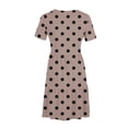 thumbnail image 5 of Yourumao Polka Dot Dress for Women Crewneck Short Sleeve Mini Dresses Cute A-line Swing Summer Casual Dress for Lounge Weekend with Pocket, 5 of 5