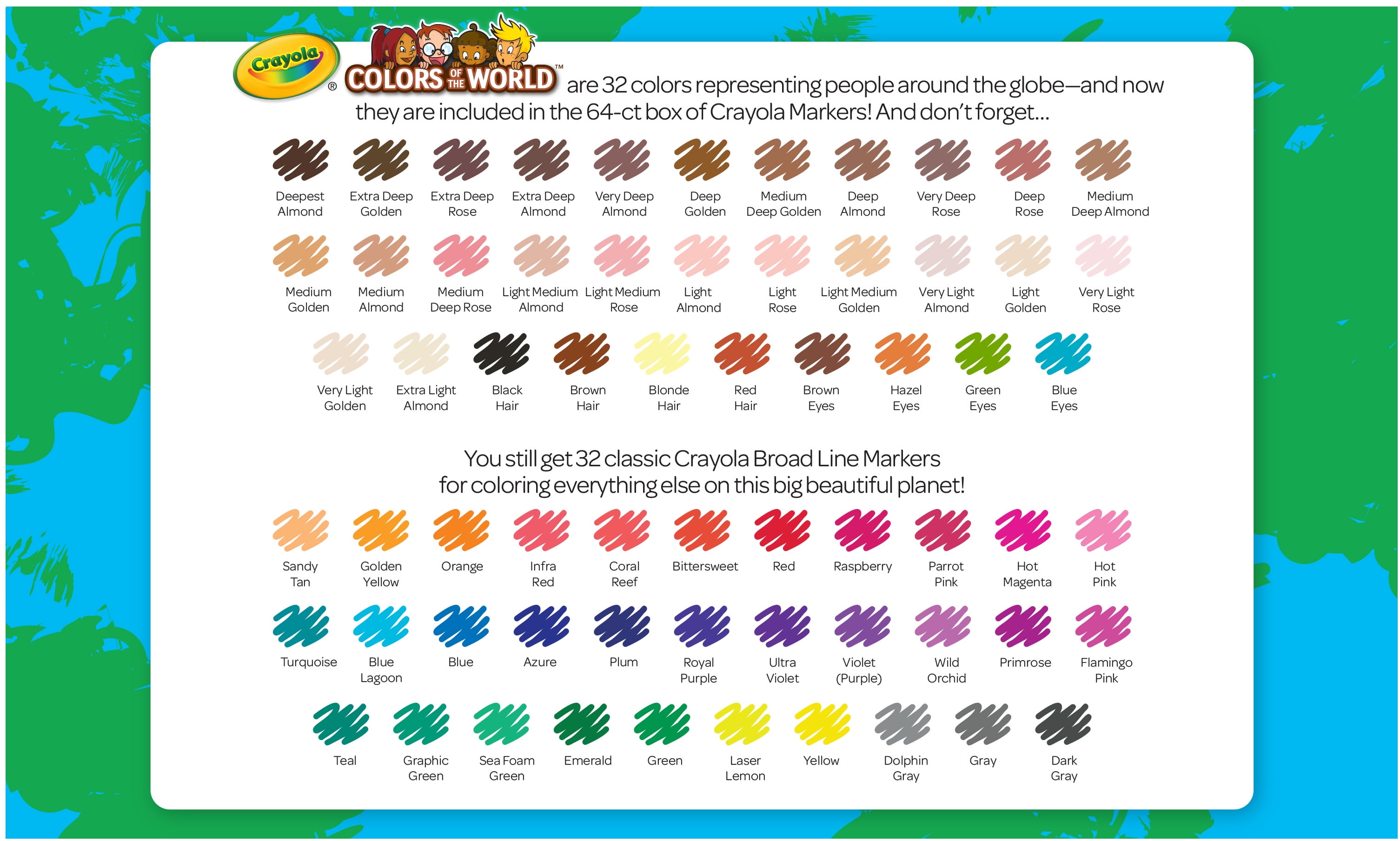 64 Crayola Markers With Colors of the World