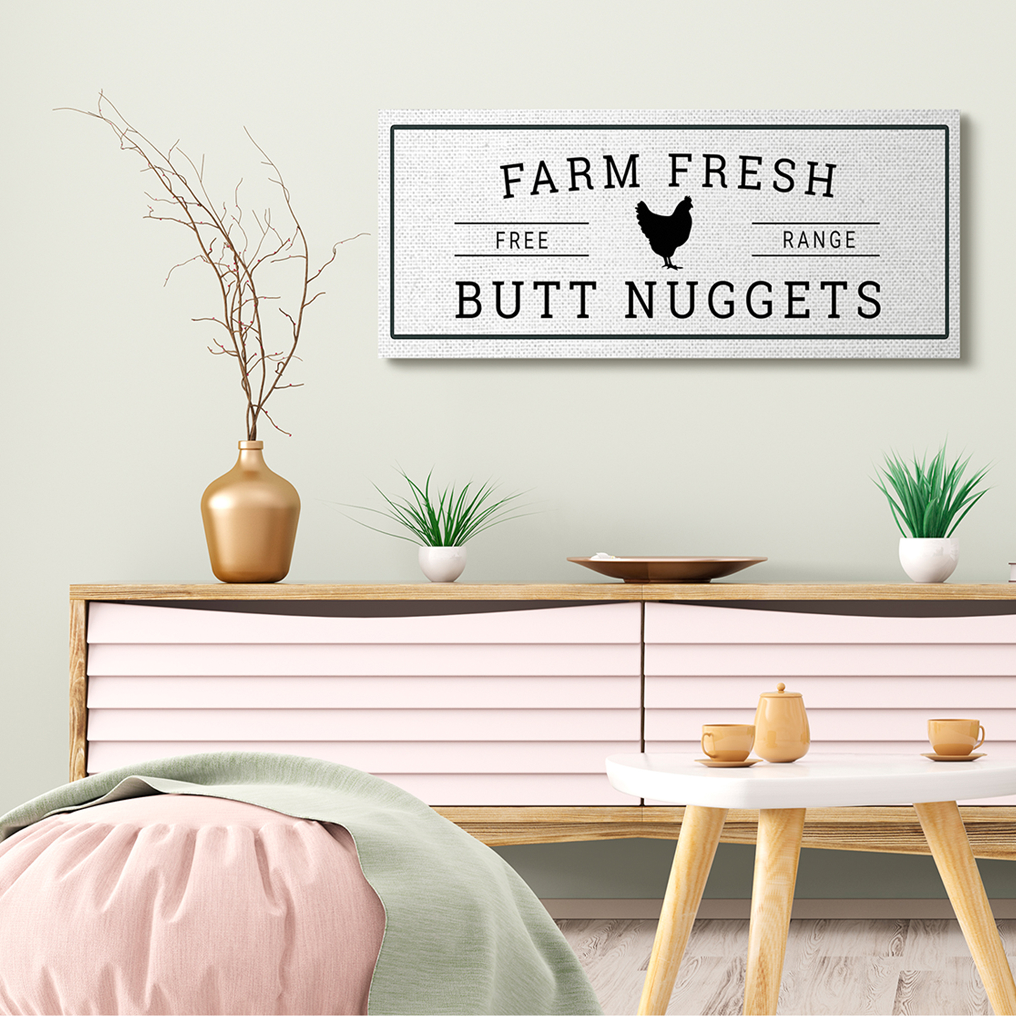 Stupell Home Décor Farm Fresh Butt Nuggets Funny Chicken Word Design Canvas Wall Art by Susan Ball