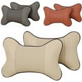 thumbnail image 4 of Limei Car Neck Pillows Both Side Pu Leather Headrest Fit for Most Cars Filled Fiber Universal Heatrests Pillow for Home and Office Chair (Coffee), 4 of 6