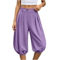 thumbnail image 5 of Vhkiploz Summer Board Shorts for Women's Pleated Everyday Bermuda Shorts Solid Color Beachwear Elastic Hem Wide Leg Running Shorts, 5 of 9