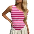 thumbnail image 6 of FRSASU Women's off the Shoulder Cropped Tops Striped Slim Fit Sleeveless T Shirt Causal Summer Boat Neck Tee Streetwear Pink, 6 of 6