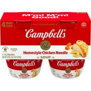(4 Pack) Campbell's Homestyle Chicken Noodle Soup, 7 oz Microwavable Bowl