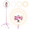 thumbnail image 1 of UBeesize Anillo de luz para selfies de 12 pulgadas con trípode extensible de 62 pulgadas y control remoto, luz LED con soporte para teléfono para grabación de video/maquillaje/creador de contenido (Yo, 1 of 5
