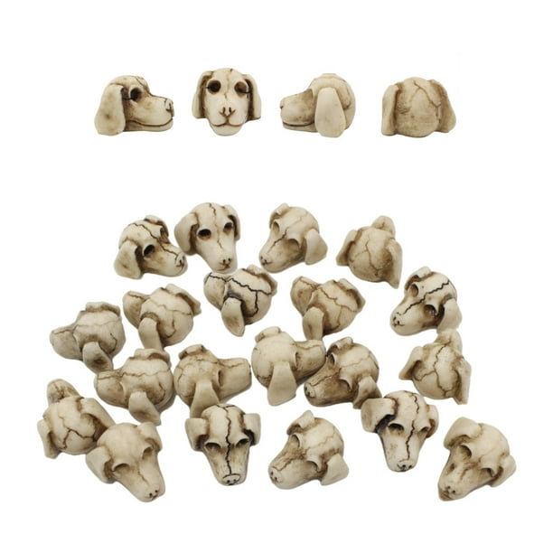 Set de esculturas decorativas de resina con forma de calavera de perro, 20 unidades, para jardín