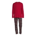 thumbnail image 6 of Hanes Men's and Big Men's Comfortsoft Long Sleeve Crew and Cotton Flannel Pajama Pants Set, 2-Piece, 6 of 6