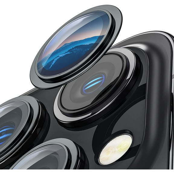 [Upgrade] for iPhone 14 Pro Max / iPhone 14 Pro Camera Lens Protector,[Ultra Thin Camera Sticker][Case Friendly]HD Tempered Glass Screen Protector Cover FilmSpace Black