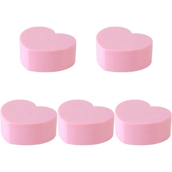 ABCISI 5 PCS Heart Shape Double Layer Jewelry Box with Mirror, Portable Jewelry Organizer Case for Earrings Rings Necklaces, Desk Topper Vanity Organizer, Ideal Gift for Women Girls, Pink