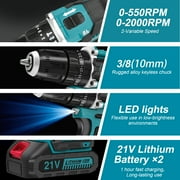 UNTIMATY 21V Brushless Cordless Drill Set, Power Drill Kit with Battery and Charger, 3/8 Keyless Chuck&575 inch-lbs Torque, 23pcs Drill Bits, Blue