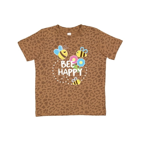 

Inktastic Bee Happy with Flowers Gift Toddler Boy or Toddler Girl T-Shirt