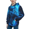 thumbnail image 2 of Easygdp Blue Fire Wolf Boys Hoodie Kids Sweatshirt Youth Pullover With Hood-X-Large, 2 of 6