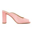 thumbnail image 3 of XYD Women Chic Square Peep Toe Mules Slip on Chunky Block High Heels Shopping Daily Dressy Slide Sandals Size 7.5 Pink, 3 of 4