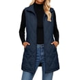 thumbnail image 6 of Women's Warm Mid-Length Puffer Vests,Full Zip Sleeveless Hooded Casual Layering Winter Outerwear Jacket with Side Pocket, 6 of 7