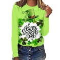 thumbnail image 1 of QIPOPIQ T-Shirts à Manches Longues pour Femmes à Col Rond St. Patrick's Day T-Shirts à Col Rond T-Shirt Imprimé Trèfle T-Shirt Vert Chanceux St Patricks Day Chemises T-Shirt Long Hauts Chemises de Vacances Aubaines, 1 of 4