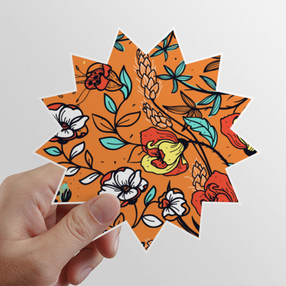 Orange Modern Art Lily Camellia Sun Vinyl Sticker Luggage Graffiti Flower Decal