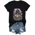 thumbnail image 6 of Women Multicolor Halloween Graphic Print Short Sleeve Crew Neck T-Shirt, Soft Loose Basic Casual Blouse Tops for Daily Autumn Wear and Holiday Party Dressing XXL Black, 6 of 8