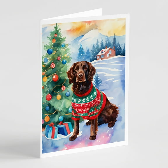 American Water Spaniel Christmas Greeting Cards Pack of 8 7 in x 5 in