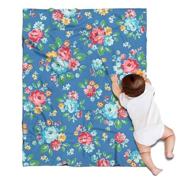 Pioneer Flower Floral Print Pattern Blanket,Comfortable Soft Flannel Throw Blanket,All Season,Warm Lightweight Blankets for Sofa Bed Couch Living Room Chair,30"x40"