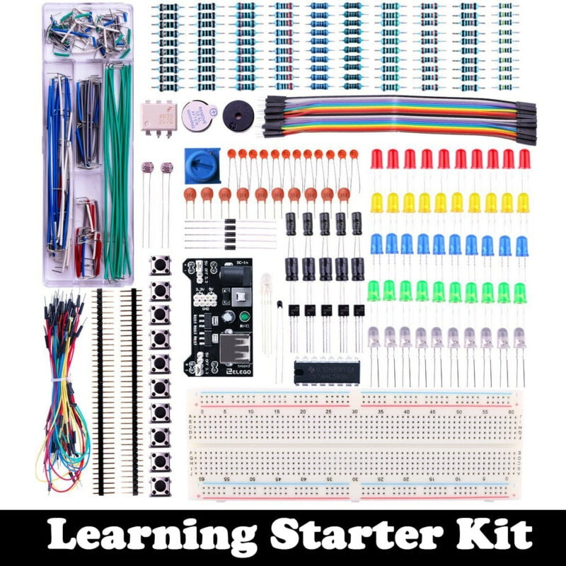 Electronic Component Starter Kit Breadboard LED Resistor Transistor Jumper Wire