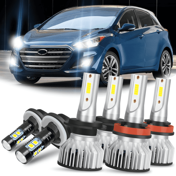 For 2013-2018 Hyundai Elantra GT LED Headlights High Low Beam Fog Light 6 Bulbs Combo Kit White