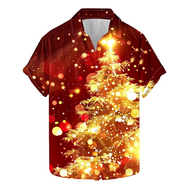 Camisas de Manga Larga para Hombres, Botón de Impresión Blusa de Cuello, Camisa de Poliéster de Moda Casual