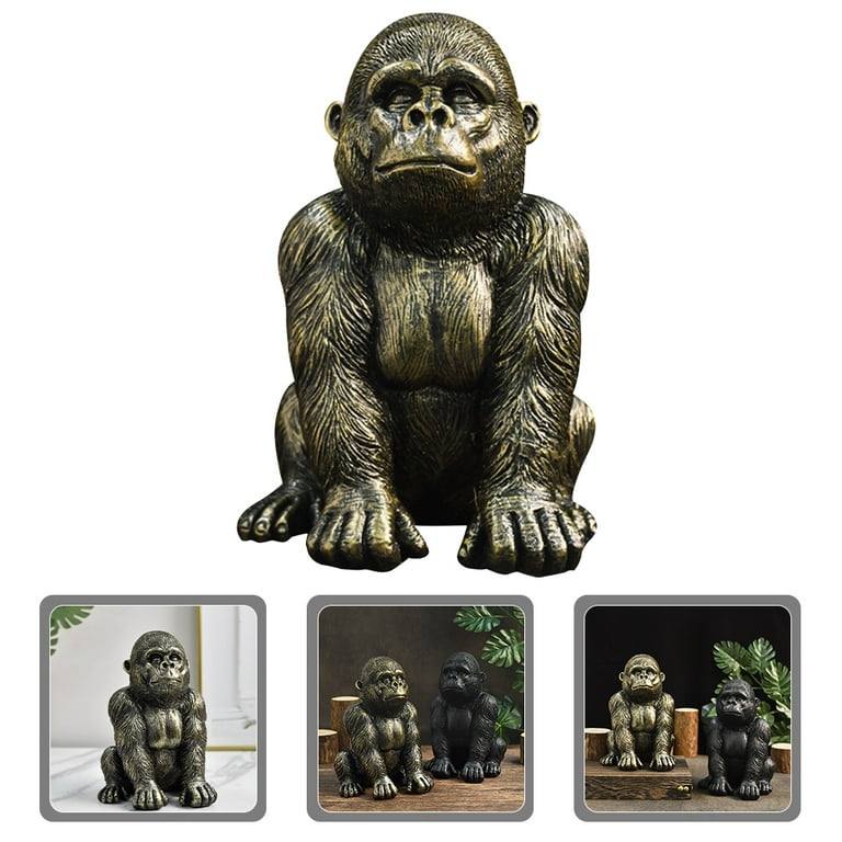 Decorative Gorilla Statue Resin Gorilla Adornment Desktop Gorilla Figurine Gorilla Statue Decor, Size: 19.5X13.5cm