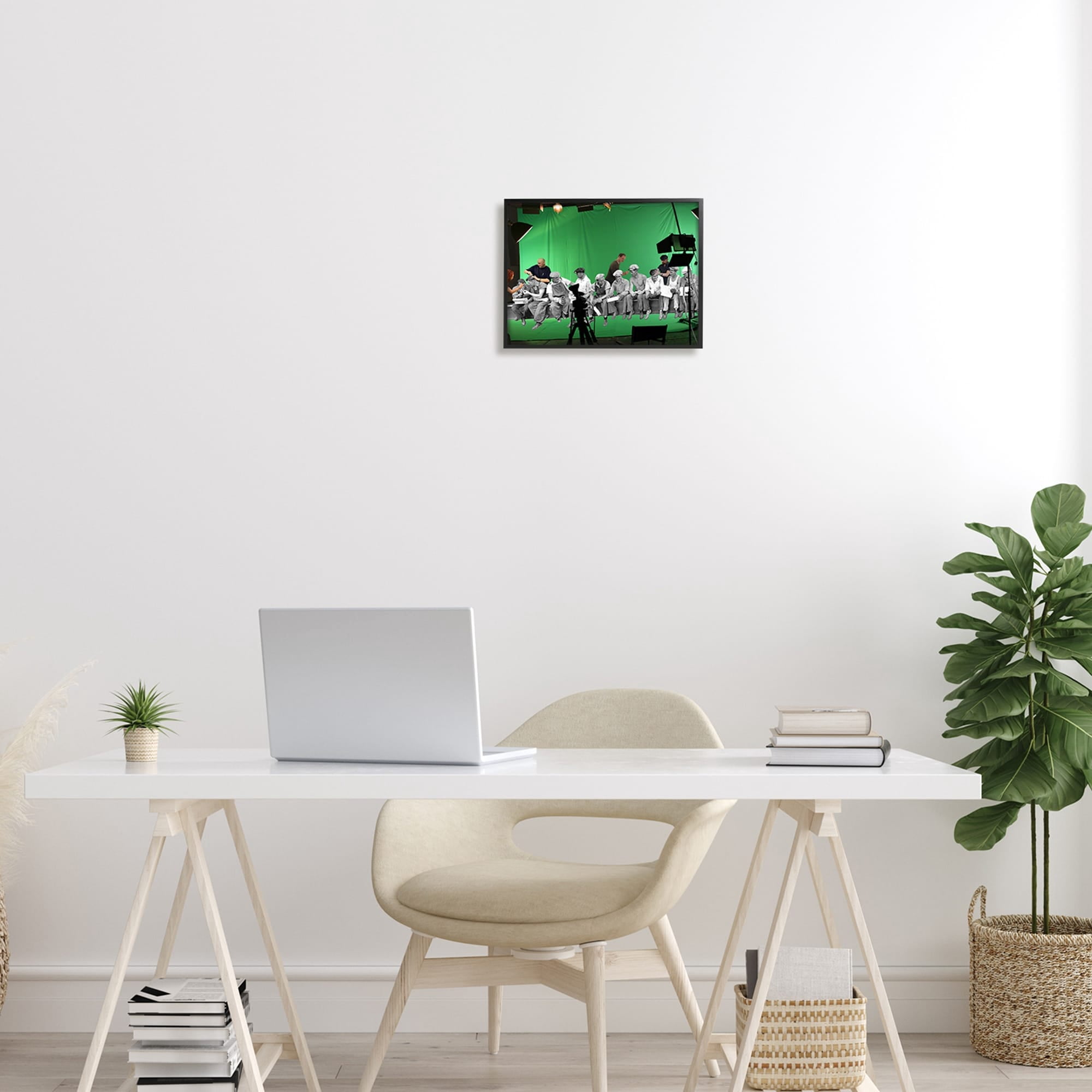 Stupell Industries Green Movie Set Vintage Monochrome People Collage Framed Wall Art, 14 x 11, Design by Barry Kite