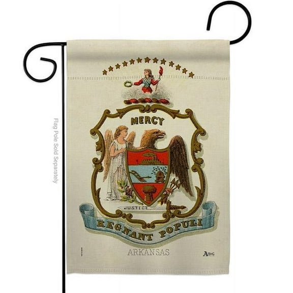 Americana Home & Garden G141209-BO 13 x 18.5 in. Coat of Arms Arkansas Garden Flag with Americana States Double-Sided Decorative Vertical House Banner Yard Gift