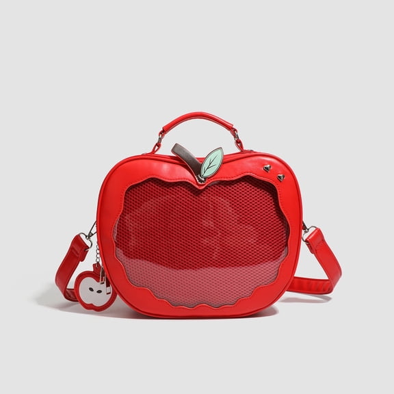 Ngardk Ita Bag, Kawaii Pin Display Crossbody Bag with Clear Window, Fruit Style Badge Display Shoulder Bag