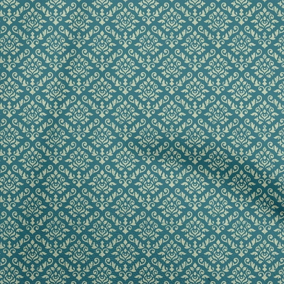 oneOone Rayon Teal Green Fabric Damask Quilting Supplies Print Sewing Fabric By The Yard 56 Inch Wide