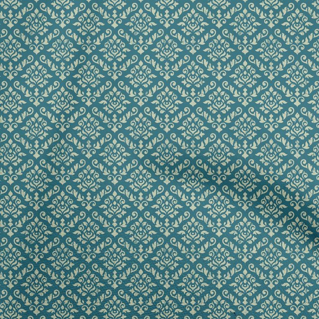 oneOone Tissu Popeline de Coton Sergé Vert Sarcelle Tissu Damassé pour Robe Tissu Imprimé au Mètre 56 Pouces de Large