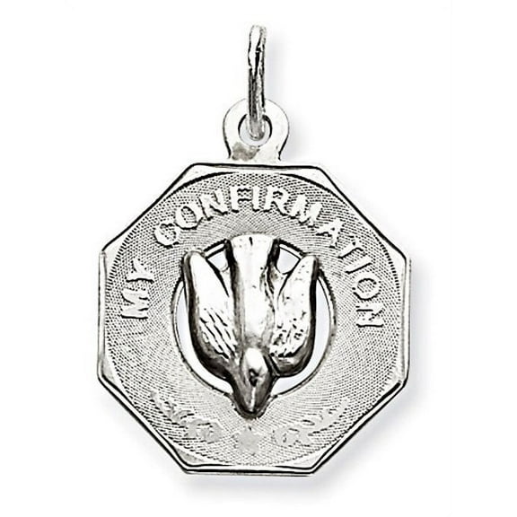 My Confirmation Dove Cut-out Religious Medal - Under 2/3 Inch X Under 2/3 Inch in Sterling Silver