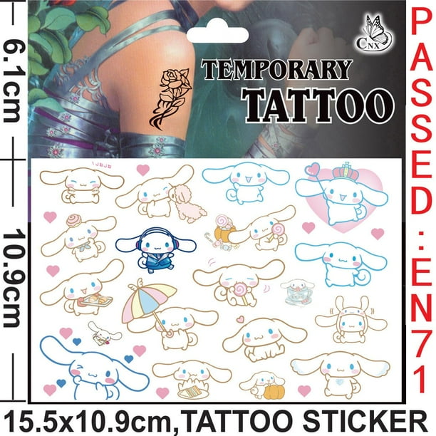 Pegatinas de dibujos animados de Sanrio Melody Kuromi KT Cat Tattoo para niños, pegatinas de transferencia DIY, juego de juguete lindo, pegatinas de Anime, regalo Kawaii