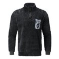 thumbnail image 1 of Men's Stand Collar Velvet Sweater Coat Long Sleeve Printed Jacket for Spring Winter Seasons, 1 of 6