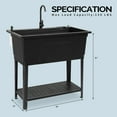 thumbnail image 4 of Ktaxon 27 Gallon Plastic Utility Sink with Hot/Cold Faucet, 36" Freestanding Laundry Tub with Iron Legs, Storage Shelf, Drain Board, Soap Dispenser and Pop-up Button for Bathroom, Laundry Room, Black, 4 of 9