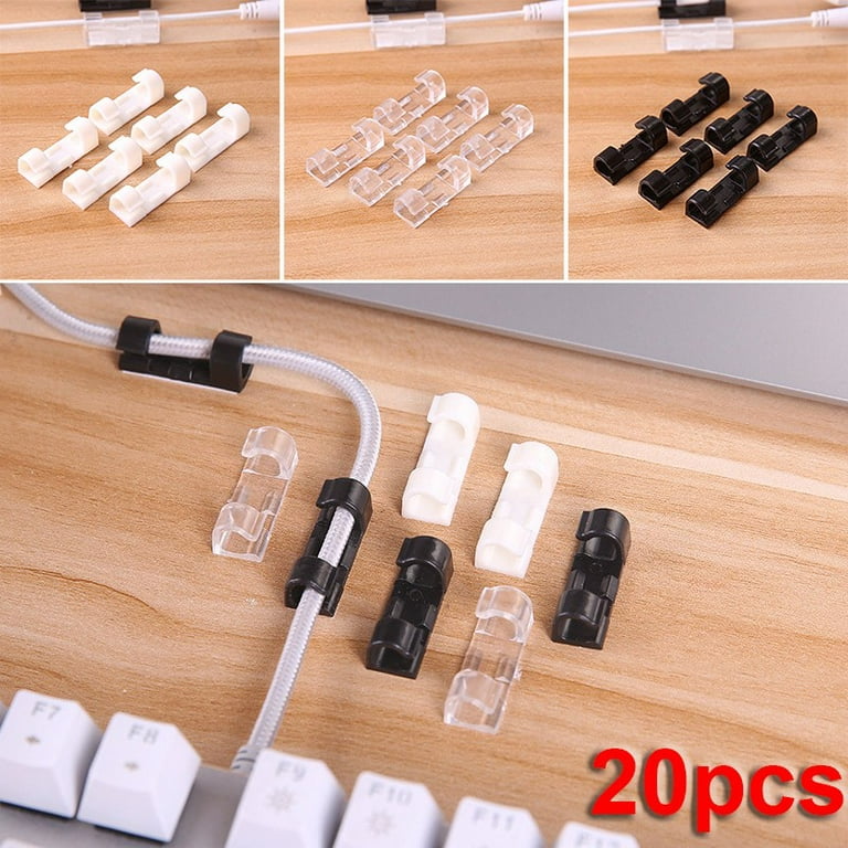 Frogued Wall Mount Cable Wire Holder Box Organizer Cord Data Line Fixer  Storage Clamp (White)