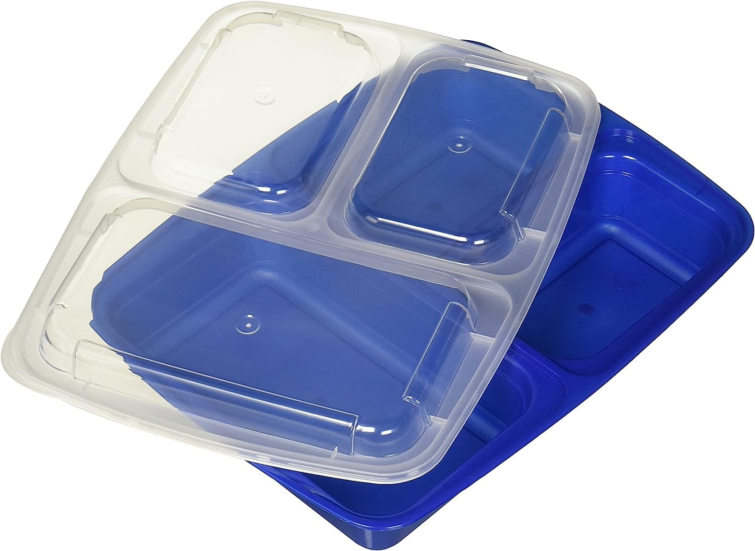 Blue Stylish 10-Pack Navy Blue 3-Compartment Meal-Prep Containers with Lids  - Microwaveable, BPA-Free, Freezer & Dishwasher Safe - AliExpress