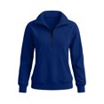 thumbnail image 7 of Sweatshirt for Women With Zipper Solid Color Hoodless Sports Sweatshirt Casual Loose Lapel Pocket Fall Casual Jackets, 7 of 7