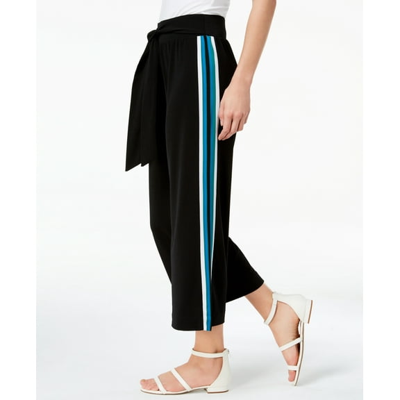 INC International Concepts Womens Varsity-Stripe Cropped Wide-Leg Pants