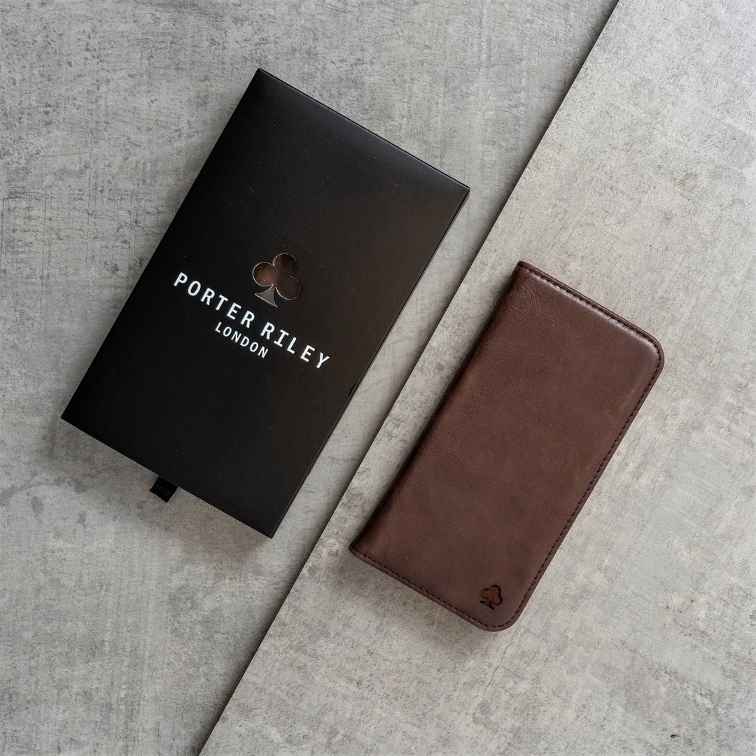 PORTER RILEY - Leather Case for iPhone 12 / iPhone 12 Pro (6.1"). Premium Genuine Leather Stand/Cover/Wallet/Flip Case