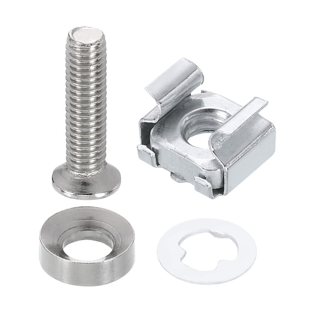 Uxcell Rack Mount Cage Nut, Carbon Steel Rack Screws for Server Cabinet Shelves and Routers M6 x 25mm