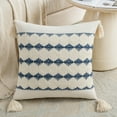 thumbnail image 2 of Fancy Homi Set of 2 Dusty Blue Vintage Decorative Throw Pillow Covers 20x20 inch for Couch Bed Sofa Chair Bedroom, Rustic Retro Square Cushion Case with Tassels, Farmhouse Boho Living Room Décor, 2 of 7