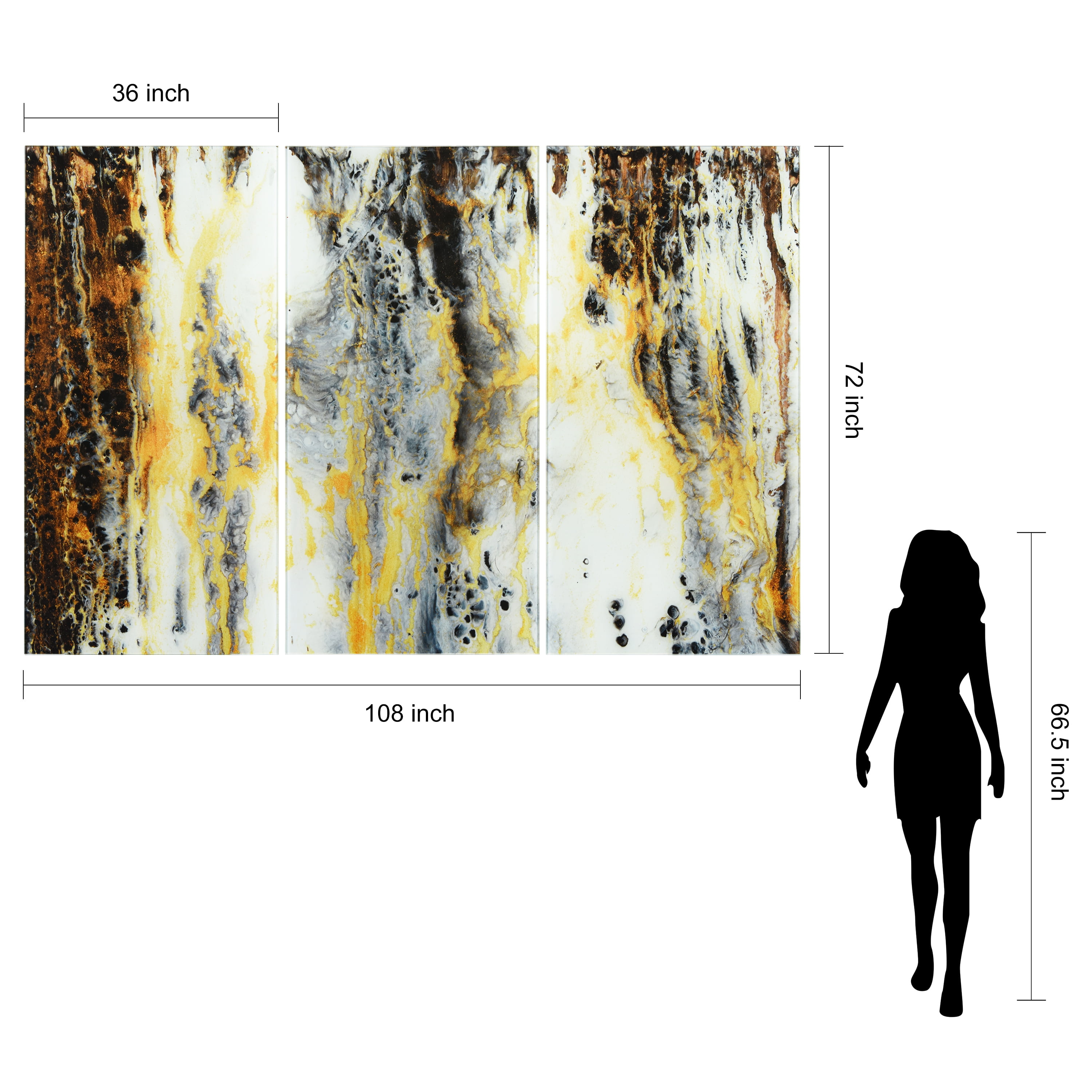Granite I ABC 36 in x 72 in Mixed Media Art, by Empire Art 3 Count